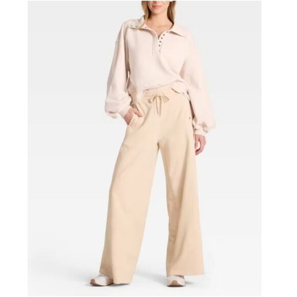 JoyLab Women's Moon Tan French Terry Wide Leg Sweatpants Size XXL - Picture 3 of 8